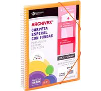 Carchivo - Carpeta personalizable de 30 fundas con espiral Archivex Star, color naranja