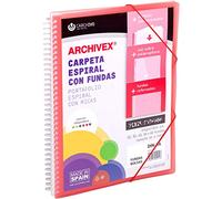 Carchivo - Carpeta personalizable de 30 fundas con espiral Archivex Star, color rojo