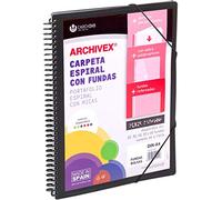 Carchivo - Carpeta personalizable de 60 fundas con espiral Archivex Star, color negro