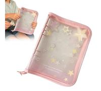 Card Binder | 24,6 x 19,3 x 3 cm Transparent Star Print A5 Protector,with 20 Replaceable 4-Compartment Pages Clear Visibility Waterproof Trading Card Storage Binder,for Adult Student Lover Fans Family