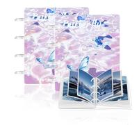 Card Binder,Album Cartas Cromos Acrílico toploader binder One Grid Transparente 3 Pulgadas Loose Leaf Card Hebilla de Cierre para Organizar Trading Cards,Kpop Photo Cards 2 Pieza,Rosa
