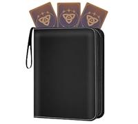 Card Binder, Zippered Trading Card Storage Organizer, Photocard Protection Display, 50 Removable Sleeves Collectible Album for Soccer, Football, Sports, 10.83x2.17x13.19 inches, Black