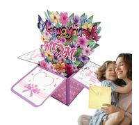 Card - Birthday Cards | Flower Heartwarming Love You Mom Greeting Cards Meaningful Note Tag for Festival Wife Girlfriend anniverrsary Valentines Pop-up Mother Home Decor