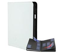 Card Guardian - Carpeta premium de 9 bolsillos con cremallera para 360 tarjetas, bolsillos laterales de carga para juegos de cartas coleccionables TCG (blanco)
