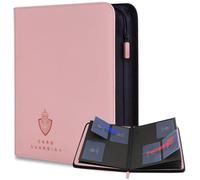 Card Guardian - Carpeta Premium Toploader de 4 Bolsillos con Cremallera para 160 Tarjetas - Bolsillos de Carga Lateral - Compatible con Tarjetas Deportivas y de Intercambio TCG (Rosa)
