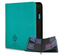 Card Guardian - Toploader Carpeta Premium de 4 Bolsillos con Cremallera para 160 Tarjetas - Bolsillos de Carga Lateral - Compatible con Tarjetas Deportivas y de Intercambio TCG (Verde Azulado)