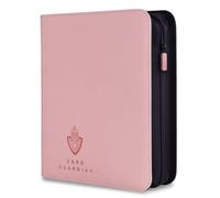 Card Guardian Toploader - Carpeta prémium de 4 bolsillos con cremallera para 160 tarjetas - Bolsillos laterales - Compatible con tarjetas deportivas y coleccionables TCG (rosa)