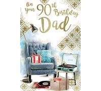 Card Happy 90th Dad 90 - Sillón y tocadiscos, diseño de cumpleaños