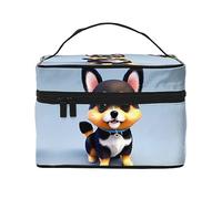 Card Love Fancy Puppy - Bolsa de cosméticos de viaje para mujer, (9 x 6.5 x 6.2 pulgadas), bolsa de cosméticos portátil de gran capacidad, bolsa de cosméticos grande para niñas, Negro -, Talla única