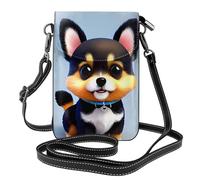 Card Love Fancy Puppy - Bolso cruzado de piel con solapa para teléfono, adecuado para viajes, senderismo, camping o uso diario.