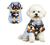Card Love Fancy Puppy L - Camisa hawaiana para perros pequeños, lindo traje de playa de verano para cachorros, ropa suave y transpirable para gatos con botones