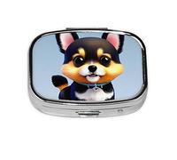 Card Love Fancy Puppy - Organizador de píldoras para uso diario, cabe en el bolsillo, pastillero portátil de 2 compartimentos para medicamentos, vitaminas y más