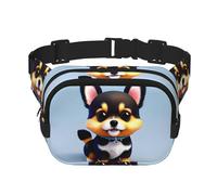 Card Love Fancy Puppy - Riñonera cuadrada de doble capa, unisex, para correr, viajar, senderismo, fitness, color negro, talla única, Negro, One Size