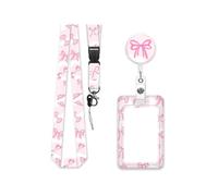 Card Protector with Detachable Neck Lanyard Retractable Badge Holder Protectors and Neck Strap Set for Office Retractable Holder