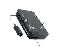 Lector de tarjetas CoolBox COO-CRE-4AC USB-A y USB-C compacto negro