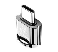Card Reader, Memory Adapter, USB Type-C, High-Speed Data Transfer, Compact Metal Build, Ideal for Travel, Laptop, Storage Use, 0.74x0.51x0.31 Inches, Black, Silver Color, 1 Piece