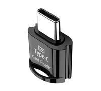 Card Reader, Memory Adapter, USB Type-C, High-Speed Data Transfer, Compact Metal Build, Ideal for Travel, Laptop, Storage Use, 0.74x0.51x0.31 Inches, Black, Silver Color, 1 Piece