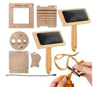 Carda para lana, cepillos de carda para lana | Juego de pinceles para fieltrado de aguja | Cepillos de carda para lana de fieltro con aguja, peine para mezcla de lana con mango de madera, juego de