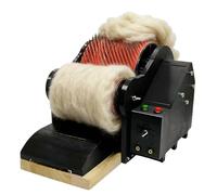 Cardadora de fibra de tambor de lana, velocidad ajustable hacia adelante y hacia atrás, con pedal, rueda de mezcla de lana de mezcla rápida de colores, for peinar y mezclar