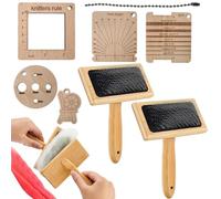 cardadora de lana, cepillos cardadores para lana | Juego de peine para manta de lana | Cardadores manuales para manualidades de lana, cepillo de fieltro con mango de madera, juego de peines para mezcl