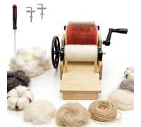 Cardadora de tambor manual, máquina de peinado de lana con manivela, mezcla rápida de colores, peinado de fibra, hilado, rueda de mezcla for manualidades y hacer animales de fieltro(24cm)