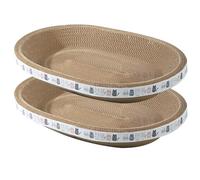 Cardboard Cat Bed Scratcher 2pcs 18.5x12.6 Pulgada Oval Fuerte Carga de cartón Corrugado Cama Gato Cat Board de rasguño de Gato multipropósito Alto denso