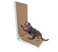 Cardboard Cat Scratcher, L Shaped Cat Scratching Board, Wall-Mount Relaxation Scratcher, Corrugated Material, Space-Saving Design, for Indoor Cats, Small Pets, and Relief