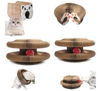 Cardboard Cat Toy, Kitty Curls Cat Scratcher, Magic Organ Cat Scratching Board, Durable Interactive Scratch Pad, Interactive Scratch Pad Cats Toys with Toy Bell Ball (Brown A+B)