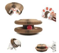Cardboard Cat Toy, Kitty Curls Cat Scratcher, Magic Organ Cat Scratching Board, Durable Interactive Scratch Pad, Interactive Scratch Pad Cats Toys with Toy Bell Ball (Brown A)