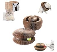 Cardboard Cat Toy, Kitty Curls Cat Scratcher, Magic Organ Cat Scratching Board, Durable Interactive Scratch Pad, Interactive Scratch Pad Cats Toys with Toy Bell Ball (Brown B)
