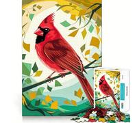 Cardenal estilizado en Bosque Colorido, Rompecabezas de 1000 Piezas para Adultos, Regalo, Juguete de Habilidad, Alivio del estrés, Corte Exacto, Lista de Deseos de Papá Noel 38x26cm