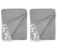 Cardenal Textil - Foulard Multiusos Peñíscola, Plaid para Cama, Manta para Cama, Cubre Sofá, Gris, 130 x 180 cm (Paquete de 2)