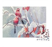 Cardenales de Nieve Puzzles Imposible,desafío para Adultos Branch Entretenimiento Creativo 1000 Piezas Obra De Arte De Juego De para Adultos Y Niños Mayores De 12 Años 1000pcs (75x50cm)