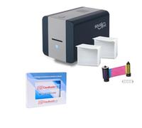 Cardholdir ID Easy Badges Solid 210 - Impresora de Tarjetas de identificación con Software para Principiantes y Todo lo Necesario para diseñar e Imprimir 200 Tarjetas de identificación, Impresora de
