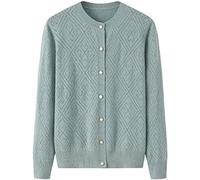 Cárdigan 100% De Cachemira Con Cuello Redondo Para Mujer, Suéter De Cachemira De Un Solo Pecho Rojo, Suéter De Punto Para Mujer, Ropa De Invierno,Verde,SG