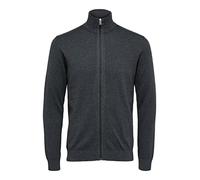 Cárdigan básico Selected para Hombre | Cárdigan de algodón Liso | SLHBERG Zip Sudadera de Manga Larga, Antracita, XL