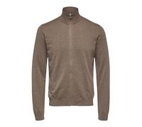 Cárdigan básico Selected para Hombre | Cárdigan de algodón Liso | SLHBERG Zip Sudadera de Manga Larga, Teak/Melange, M