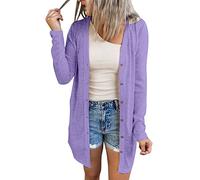 Cárdigan casual largo para mujer, holgado, con botones frontales abiertos, ropa de abrigo suave y fina con protección solar, elegante, para negocios, oficina, trabajo, suéter de punto de color liso