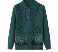 Cárdigan clásico con estampado de diamantes de imitación para señoras mayores Cárdigan de punto para mediana edad y ancianos Señora mayor Top informal Ropa de abuela Abrigo Primavera Otoño Ropa de m