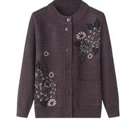 Cárdigan clásico con estampado de diamantes de imitación para señoras mayores Cárdigan de punto para mediana edad y ancianos Señora mayor Top informal Ropa de abuela Abrigo Primavera Otoño Ropa de m