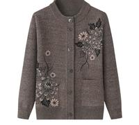 Cárdigan clásico con estampado de diamantes de imitación para señoras mayores Cárdigan de punto para mediana edad y ancianos Señora mayor Top informal Ropa de abuela Abrigo Primavera Otoño Ropa de m