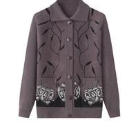 Cárdigan clásico con estampado de diamantes de imitación para señoras mayores Cárdigan de punto para mediana edad y ancianos Señora mayor Top informal Ropa de abuela Abrigo Primavera Otoño Ropa de m