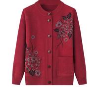 Cárdigan clásico con estampado de diamantes de imitación para señoras mayores Cárdigan de punto para mediana edad y ancianos Señora mayor Top informal Ropa de abuela Abrigo Primavera Otoño Ropa de m