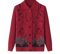 Cárdigan clásico con estampado de diamantes de imitación para señoras mayores Cárdigan de punto para personas mayores y de mediana edad Top informal para anciana Abrigo para abuela Primavera Otoño R
