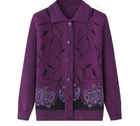 Cárdigan clásico con estampado de diamantes de imitación para señoras mayores Cárdigan de punto para mediana edad y ancianos Señora mayor Top informal Ropa de abuela Abrigo Primavera Otoño Ropa de m