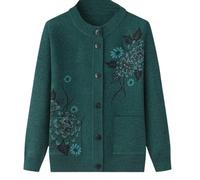 Cárdigan clásico con estampado de diamantes de imitación para señoras mayores Cárdigan de punto para mediana edad y ancianos Señora mayor Top informal Ropa de abuela Abrigo Primavera Otoño Ropa de m