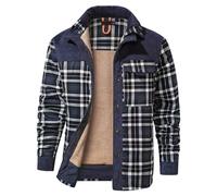 Cárdigan con Botones a Cuadros y Cuello para Hombre con Chaqueta Polar, Chaqueta de Moda cómoda e Informal para Negocios de Invierno (Grey, M)