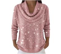 Cardigán con Lentejuelas para Navidad o Año Nuevo Camiseta Lentejuela Mujer Rojo de Fiesta Brillo Blusas Festival Ancha Adulto Elegantes Camisetas Brillante Manga Larga Invierno