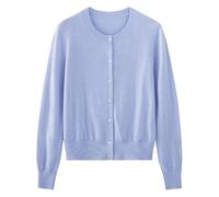 Cárdigan Corto De Mujer Suéter De Punto Suave con Botones Delanteros Cárdigan Ligero De Manga Larga Y Cuello Redondo Suéter Informal Tipo Dirndl para Atuendo Diario Casual Morado Y Azul Talla S