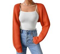 Cárdigan Corto de Punto para Mujer, Bolero, suéter de Manga Larga, Top Estilo Y2K para Vestido, Color Naranja, Talla XX-Large